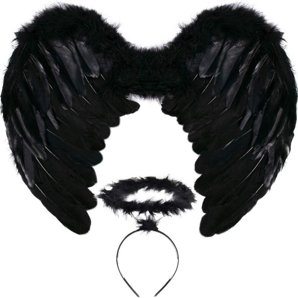Black Angel Wings And Halo, Angel Costume For Adult, Devil Dark Angel Costumes F